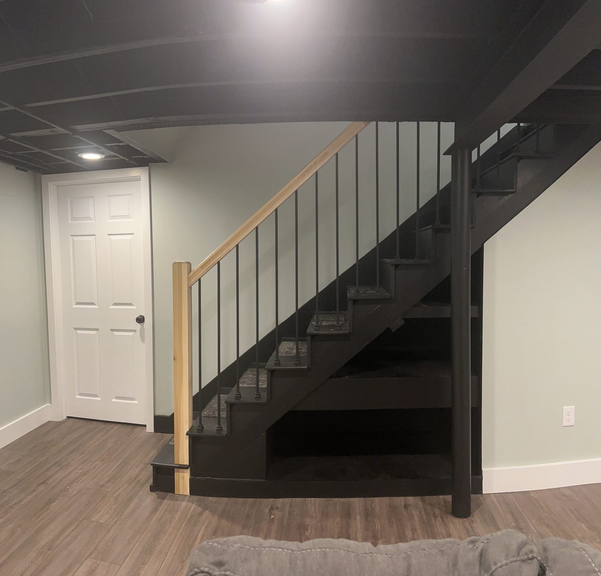 Finished basement with custom staircase, Delaware County PA